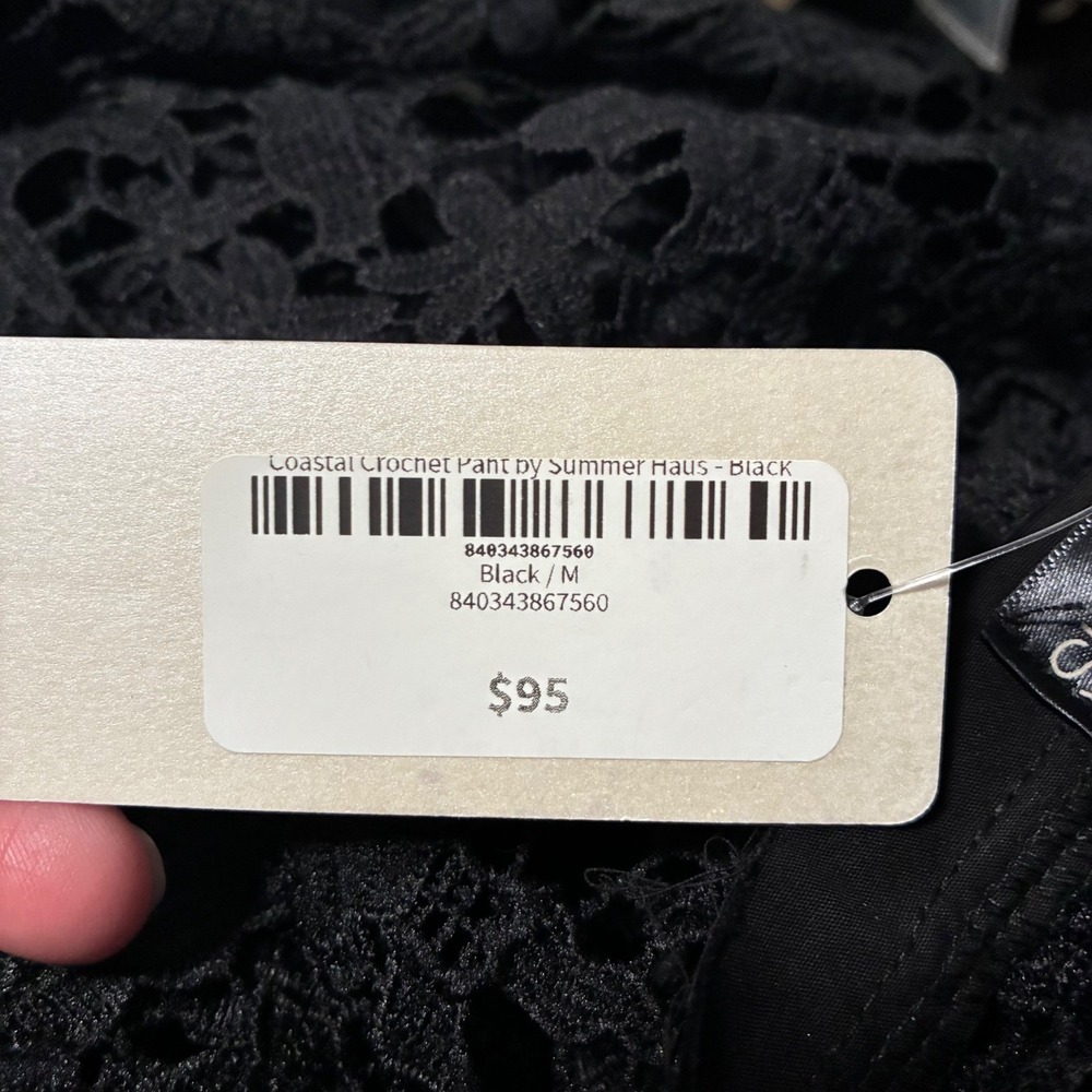 Coastal Crochet Pant by Summer Haus Black Women Size M *NO STRETCH IN WAISTBAND* - Picture 10 of 16